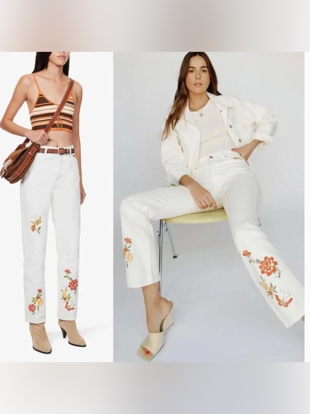 Reformation White Cynthia Straight Leg Mid Rise Denim Jeans